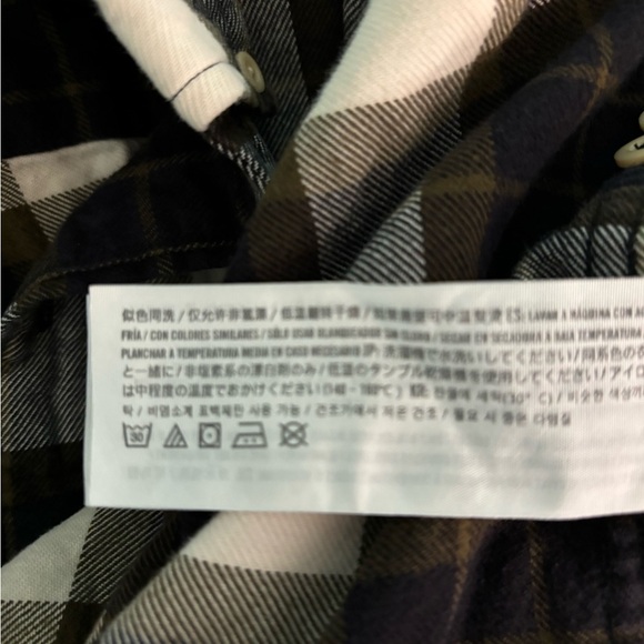 Abercrombie & Fitch Mens Slim Fit Flannel Button Down Size Small Olive Dark Navy - Picture 6 of 8